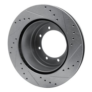 Ford F-350 Super Duty Brake Rotor (1) - Rear Left - R1 Concepts - Drilled & Slotted - Silver - `05-`12